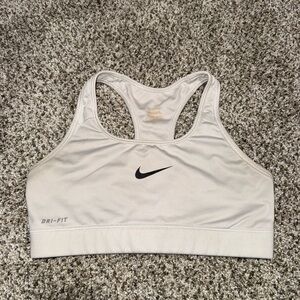 Nike White Racerback Dri-FIT Sports Bra with Black Swoosh